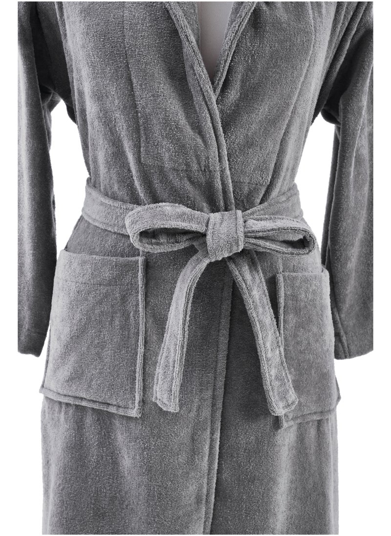 دوناتيلا روب حمام فيلور قطني ناعم سريع الامتصاص (مقاس L/XL) رمادي غامق  - Image 5