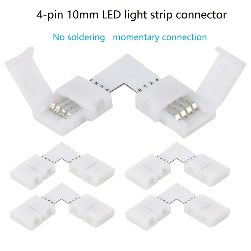 4 Pin 10 Pcs 10mm L Corner Type Solderless Connector For 5050 RGB LED Strip Lights Christmas Decoration - Image 2