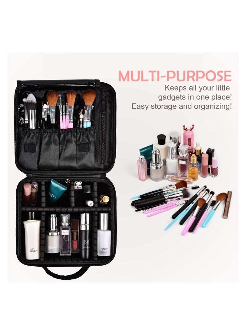 أوريتي حقيبة مكياج للسفر، منظم حقيبة مكياج محمولة للفنانين مع فواصل قابلة للتعديل لمستحضرات التجميل على الجانب S - Image 4