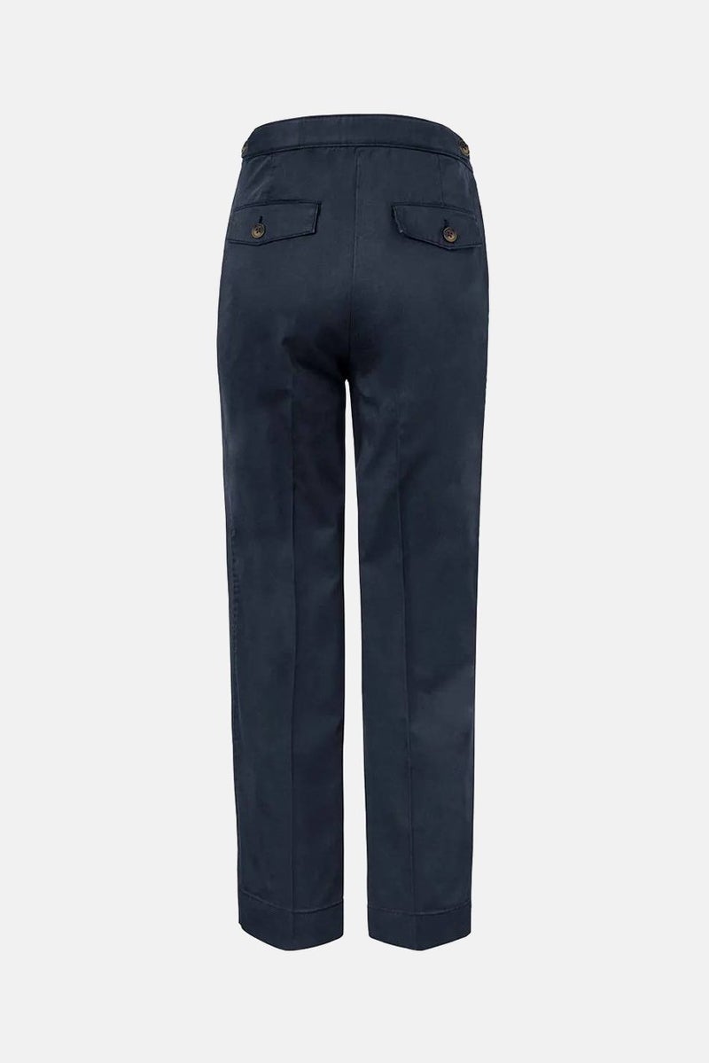 Tchibo Women Modern Fit Plain Chino Pants, Navy - Image 3