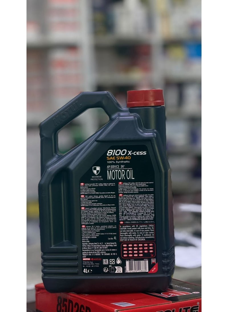 Motul 8100 X-Cess 5W-40 Fully Synthetic Engine Oil, 4 Liters - Image 2