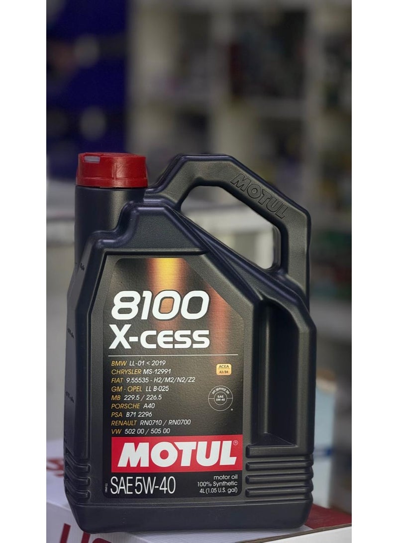 Motul 8100 X-Cess 5W-40 Fully Synthetic Engine Oil, 4 Liters - Image 1