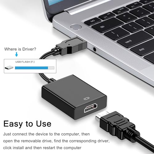 AKWOR USB to HDMI Adapter, USB 3.0 to HDMI 1080P Video Audio Converter Connect PC, Laptop to Monitor/HDTV/Projector, Support Windows Systems - Image 4