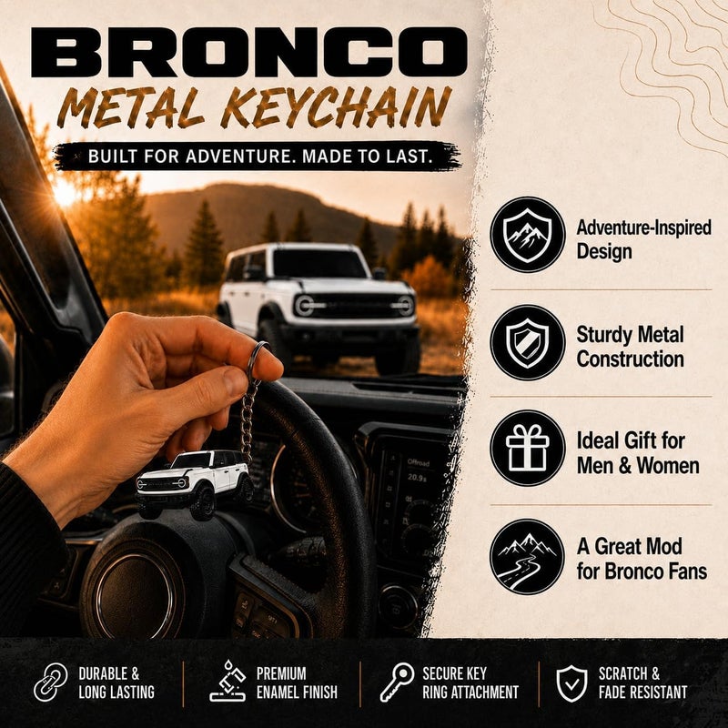 FOUR WHEEL BEAST إكسسوارات سلسلة مفاتيح برونكو - غطاء حامل مفتاح 4 أبواب - تعديلات رائعة متوافقة مع فورد برونكو 2021 2022 2023 - Image 4