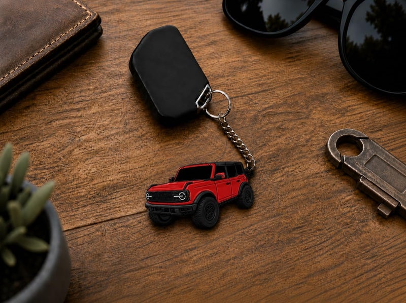 FOUR WHEEL BEAST إكسسوارات سلسلة مفاتيح برونكو - غطاء حامل مفتاح 4 أبواب - تعديلات رائعة متوافقة مع فورد برونكو 2021 2022 2023 - Image 2