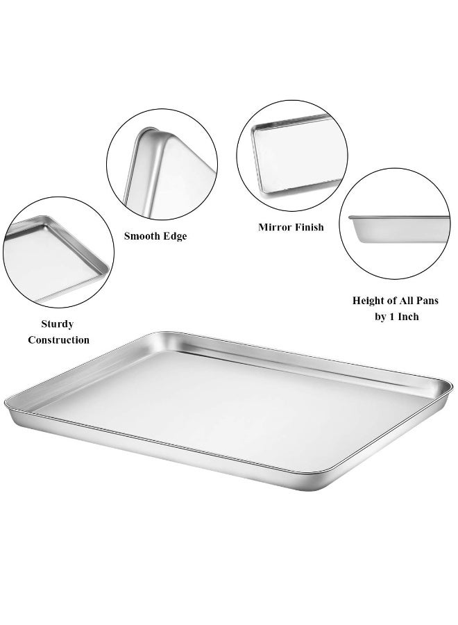 Stainless Steel Baking Sheet with Rack Set, 2 Pans + 2 Racks, 16 x 12 x 1 Inch - Image 4