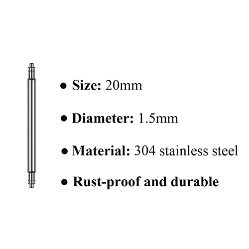 LYECUN 20mm Watch Pins, 6 Pcs Watch Band Pins, 304 Stainless Steel Spring Bars, Spring Bar Tool - Image 2