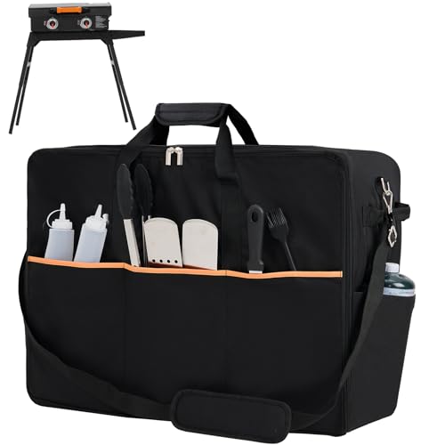 NOELIFE Carry Bag for Blackstone 22 inch Griddle & 17 inch Grill with Hood on Stand, Reinforced Hardware & Rip-Proof Heavy Duty Fabric, Outdoor Tabletop Grill Carrying Case, Black (Bag Only) - Image 1
