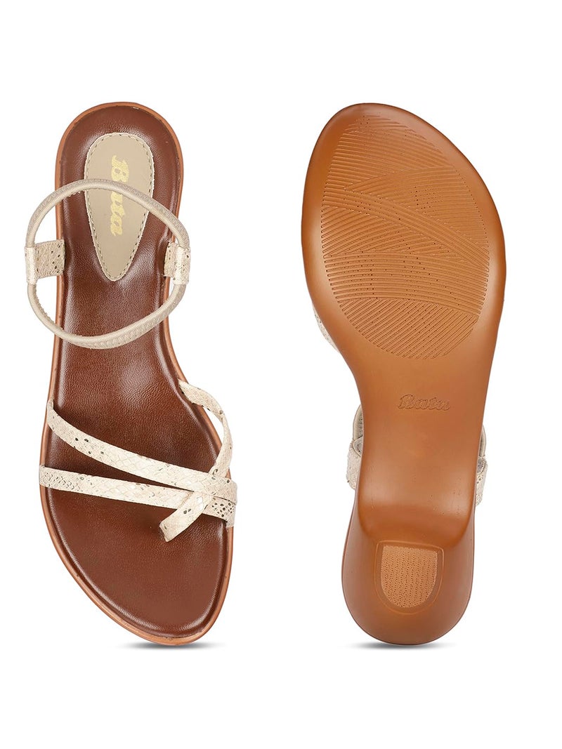 Bata Womens Aroma Sandal Heels, (6618733), 5 Beige - Image 4