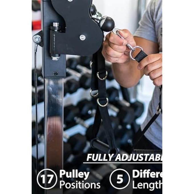 rayihni Wall Mount Cable Machine, Lat Pulldown With 19 Positions Dual Pulley System, Cable Crossover With Adjustable Footplate, Weight Workout Equipment Home Gym Station - Image 4