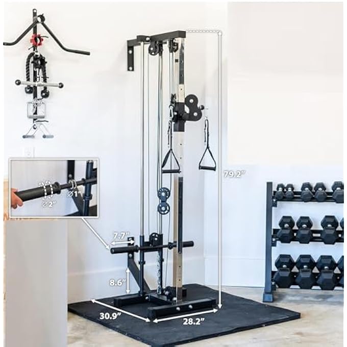 rayihni Wall Mount Cable Machine, Lat Pulldown With 19 Positions Dual Pulley System, Cable Crossover With Adjustable Footplate, Weight Workout Equipment Home Gym Station - Image 3