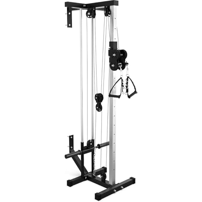 rayihni Wall Mount Cable Machine, Lat Pulldown With 19 Positions Dual Pulley System, Cable Crossover With Adjustable Footplate, Weight Workout Equipment Home Gym Station - Image 1