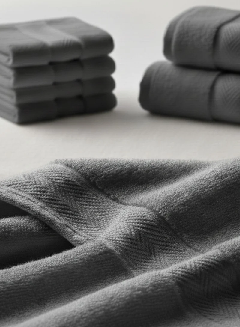 1Chase Grey Luxury Cotton Face Towel - Large Hotel Spa Bathroom Face Towel Set of 12 Grey  | Best Price UAE