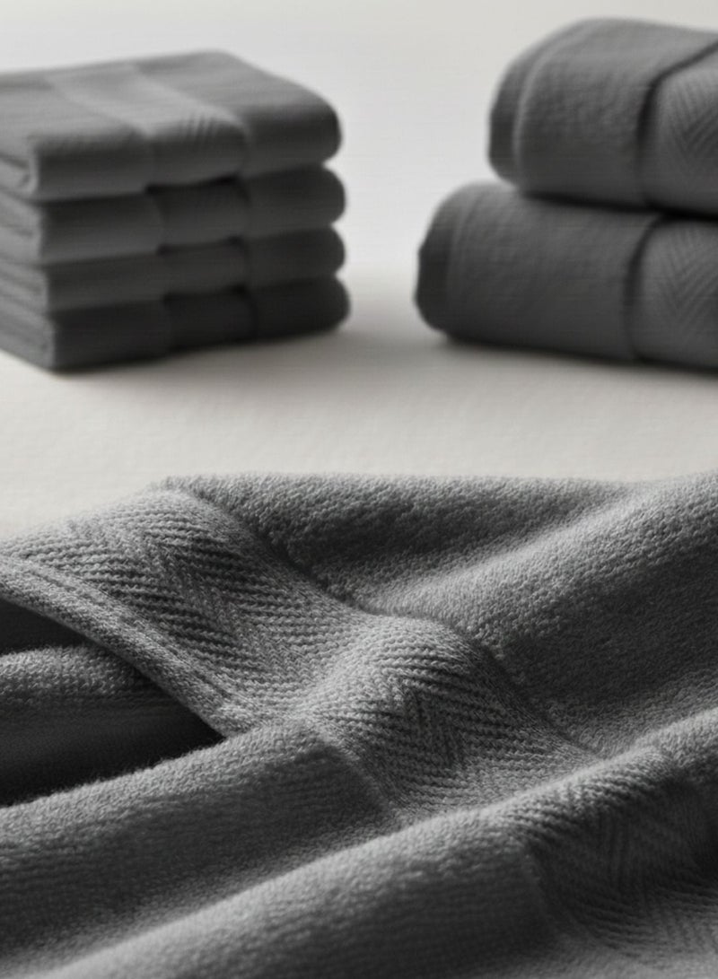 1Chase Luxury Cotton Face Towel - Large Hotel Spa Bathroom Face Towel Set of 12 Grey - Image 4