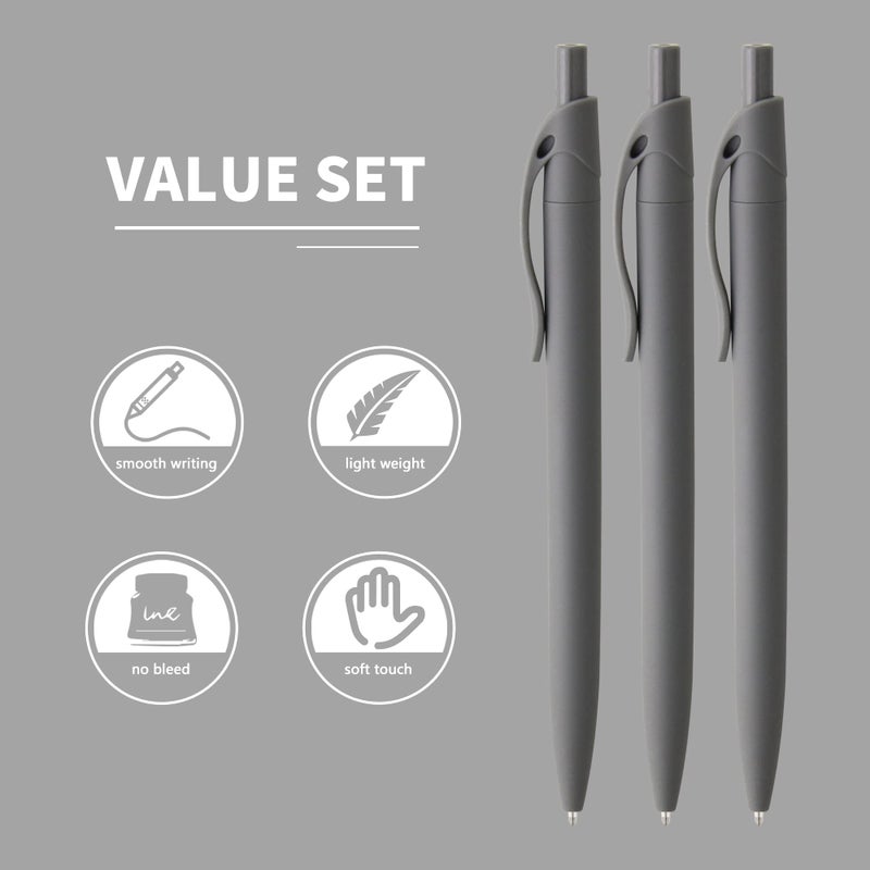 deegtran Pens Bulk, 50 Pack No Bleed Grey Barrel Black Ink Click Pens, Wholesale Retractable Ballpoint Pens, Pen Medium Point, Smooth black Ink Pen, 1.0MM - Image 3