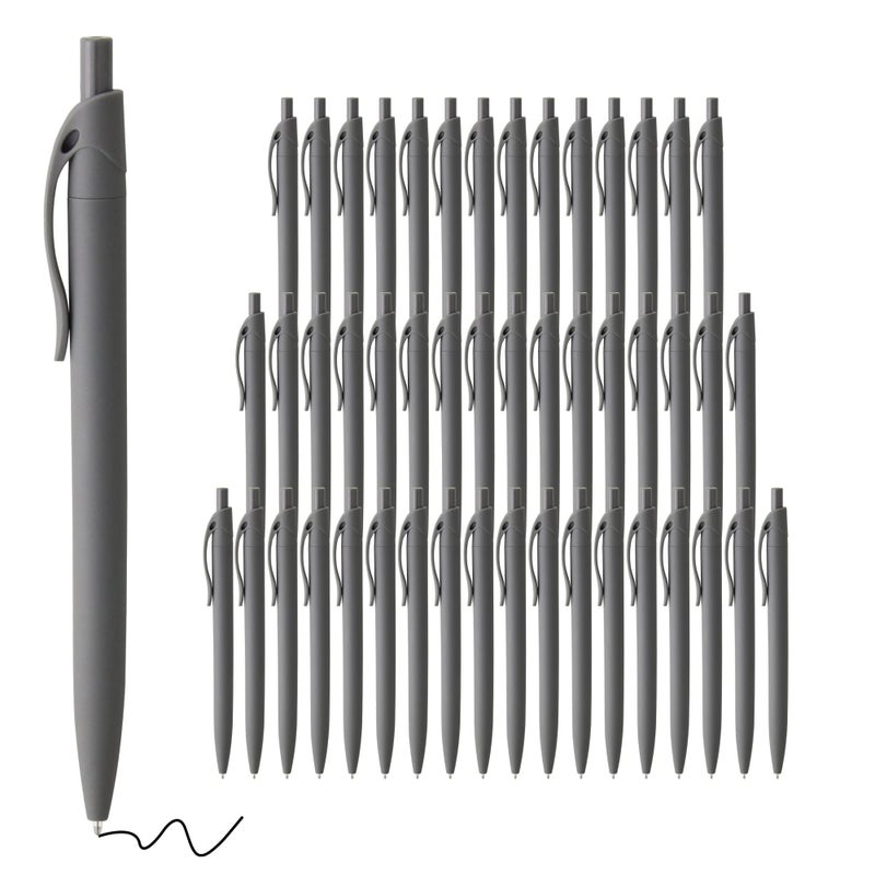 deegtran Pens Bulk, 50 Pack No Bleed Grey Barrel Black Ink Click Pens, Wholesale Retractable Ballpoint Pens, Pen Medium Point, Smooth black Ink Pen, 1.0MM - Image 1