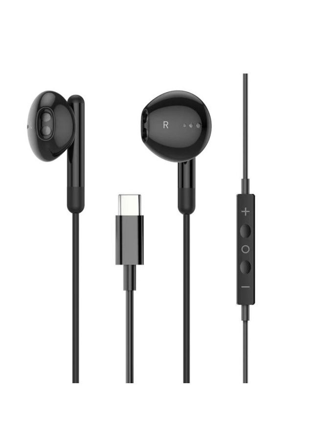 Generic In-ear Wired Headset Wire Control With Lightning HD HiFi Sound Quality Stereo Typec Digital Mobile Phone Headset-Color:Black Typec Number-bag  - Image 1