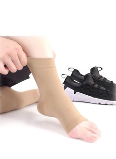 Bukela Ankle Compression Sleeve, for Sprained Ankles, Open Toe Сompression Socks Breathable Elastic Thin Ankle Brace for Swelling, Plantar Fasciitis, Sprain, Nano Brace for Women and Men (Beige-M)  - Image 2