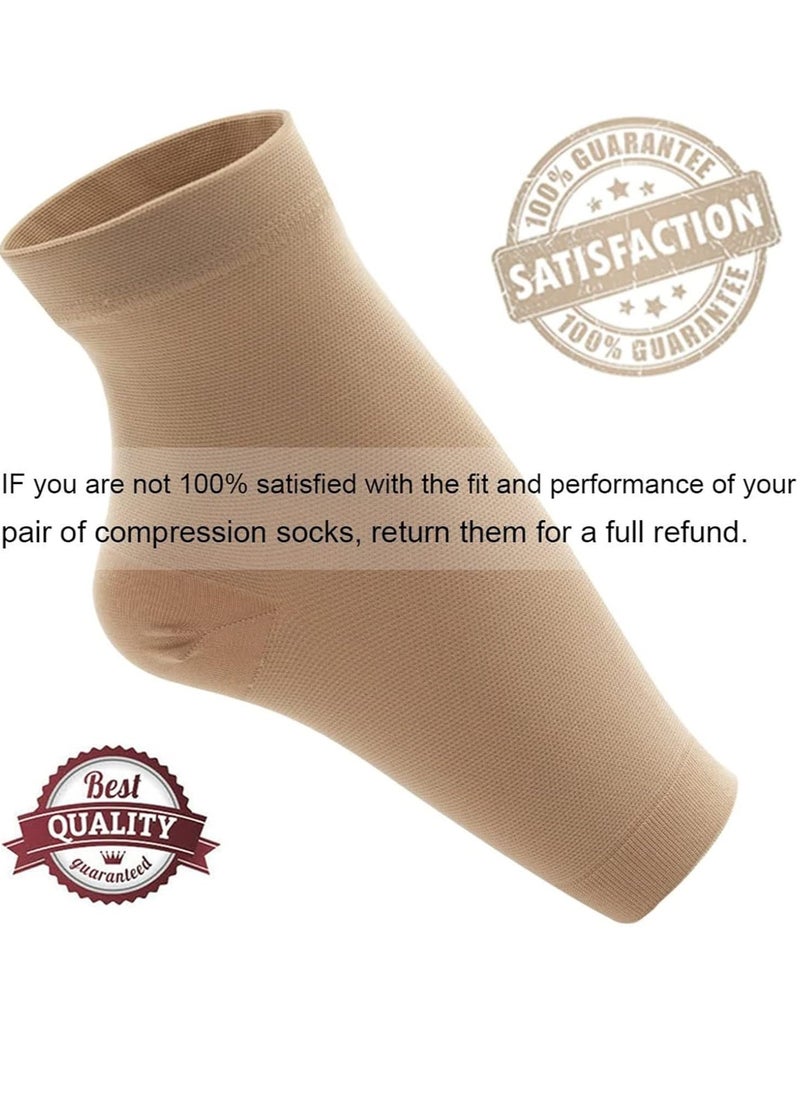 Bukela - Ankle Compression Sleeve, for Sprained Ankles, Open Toe Сompression Socks Breathable Elastic Thin Ankle Brace for Swelling, Plantar Fasciitis, Sprain, Nano Brace for Women and Men (Beige-M) - Image 1