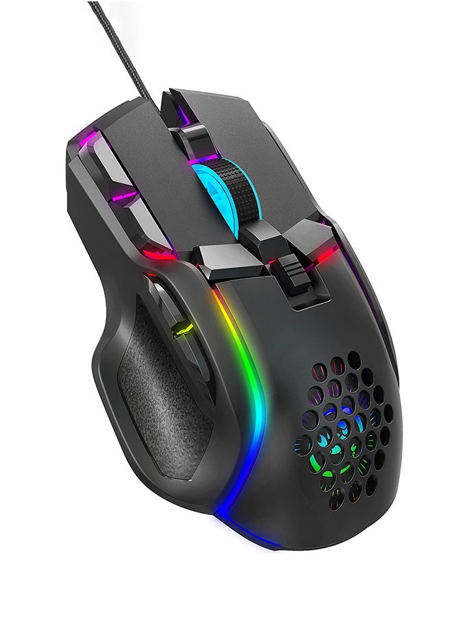 UNUNS Wired Gaming Mouse,Optical Gamer Mice With 13 RGB Backlit Modes,High-Precision Adjustable 12800 DPI,10 Programmable Buttons,Ergonomic Plug Play PC Laptop Mac USB For Working  - Image 1