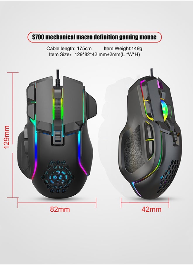 Wired Gaming Mouse,Optical Gamer Mice With 13 RGB Backlit Modes,High-Precision Adjustable 12800 DPI,10 Programmable Buttons,Ergonomic Plug Play PC Laptop Mac USB For Working