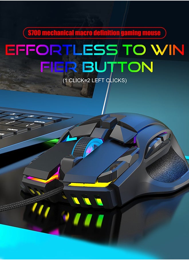 UNUNS Wired Gaming Mouse,Optical Gamer Mice With 13 RGB Backlit Modes,High-Precision Adjustable 12800 DPI,10 Programmable Buttons,Ergonomic Plug Play PC Laptop Mac USB For Working  - Image 2