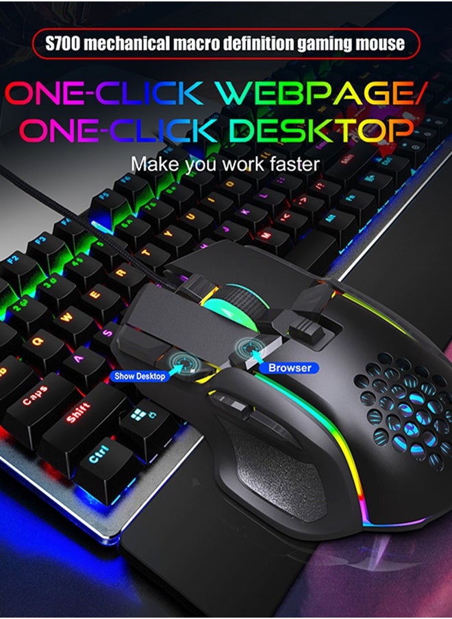 UNUNS Wired Gaming Mouse,Optical Gamer Mice With 13 RGB Backlit Modes,High-Precision Adjustable 12800 DPI,10 Programmable Buttons,Ergonomic Plug Play PC Laptop Mac USB For Working  - Image 4
