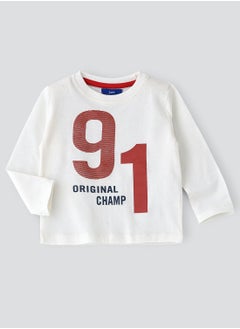 Knit f/slv  t-shirt with print at front