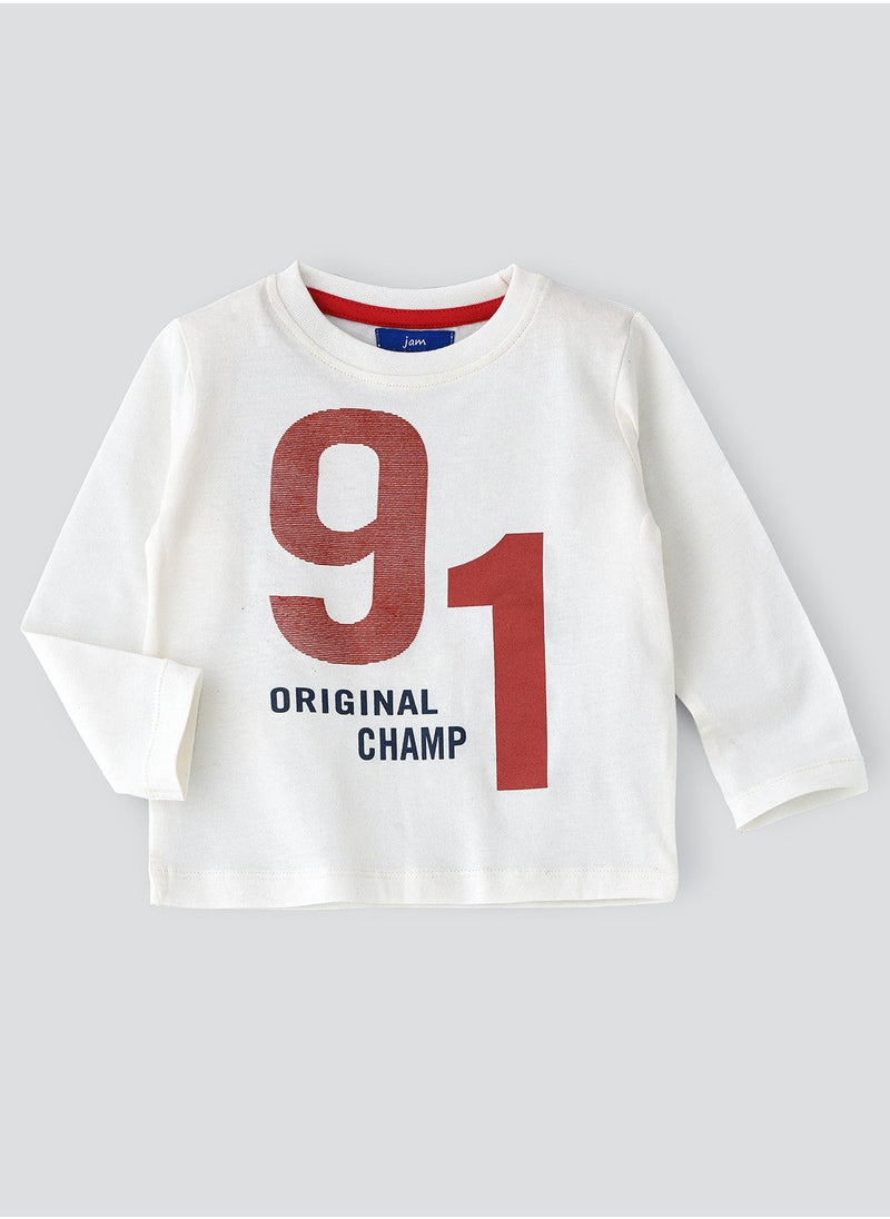 JAM - Knit f/slv  t-shirt with print at front - Image 1