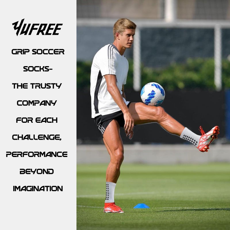 Yufree 4 Pairs Mens Grip Soccer Socks Non Slip Grippy Women Socks for Football Basketball Sports - Image 3