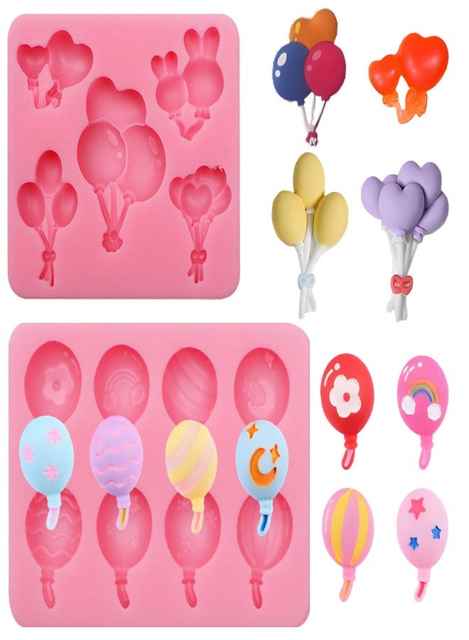 Caregene Balloon Silicone Molds Baby Shower Chocolate molds for Fondant, 2-Piece Balloon Candy Making Molds, Pink - Image 1