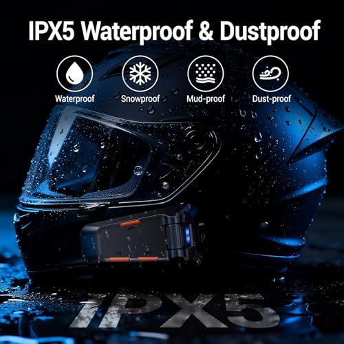 EDYELL Motorcycle Helmet Bluetooth Headset,C2 Motorcycle Helmet Speakers with HiFi Sound,Group Communication System,IPX5 Waterproof/Call/Music/Noise Cancellation,Suitable for Riding/Snowmobile/Cycling - Image 5