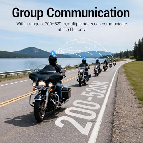EDYELL Motorcycle Helmet Bluetooth Headset,C2 Motorcycle Helmet Speakers with HiFi Sound,Group Communication System,IPX5 Waterproof/Call/Music/Noise Cancellation,Suitable for Riding/Snowmobile/Cycling - Image 2