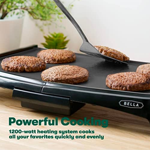 BELLA Electric Griddle with Crumb Tray - Smokeless Indoor Grill, Nonstick Surface, Adjustable Temperature Control Dial & Cool-touch Handles, 10" x 16", Black - Image 4