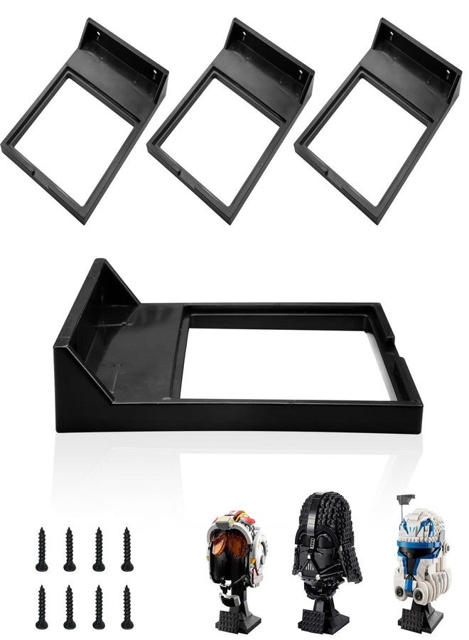 WFCYX 4 Pcs Black Wall Mount Display Stand Fits Lego Helmet, Wall Mount Display Shelf, Compatible with All Standard Lego Helmets, Boba Fett 75277/Tie Fighter Pilot 75274/Stormtrooper 75276 - Image 1