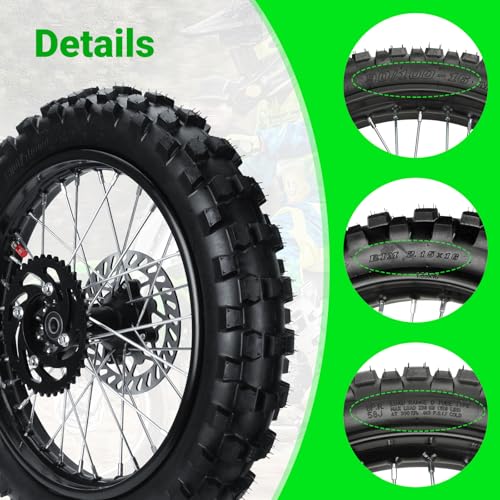 XIKOBY 16'' Wheel 90/100-16 3.00-16 Dirt Bike Rear Tire Assembly for 125cc 140cc 150cc XR100 CRF150F KX100 KLX140 DRZ125 TTR125LE Baja DR125 DR150 Pit Bike Parts with Brake Rotor 428 Chain Sprocket - Image 5