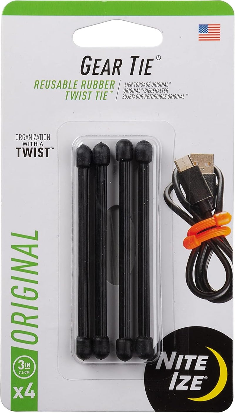 رباط نيت آيز الأصلي القابل لإعادة الاستخدام 3 إنش أسود 4 عبوة مصنوع في الولايات المتحدة الأمريكية