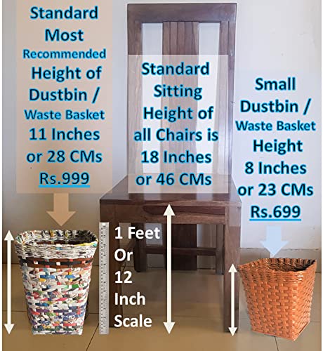 Sonas Creation Paperus Standard Size 11 Inch TALL 10 Liter Brown Trapezoid Waste Paper Basket Trashcan OpenTop Dustbin Storage Basket Ecofriendly Handmade of Paper Ropes - Image 3