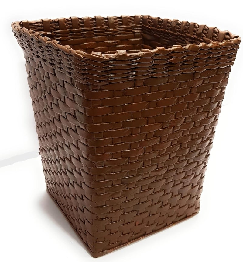 Sonas Creation Paperus Standard Size 11 Inch TALL 10 Liter Brown Trapezoid Waste Paper Basket Trashcan OpenTop Dustbin Storage Basket Ecofriendly Handmade of Paper Ropes - Image 1