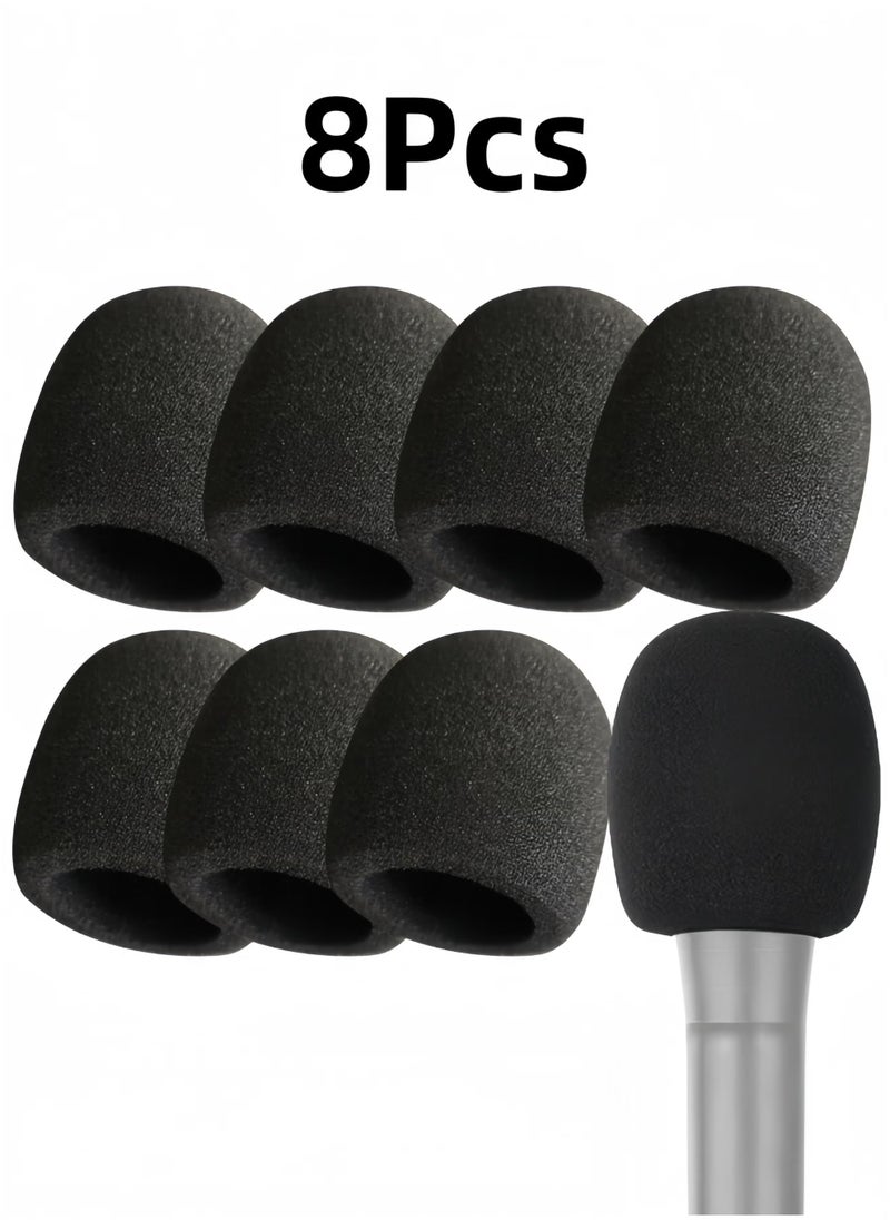 OMEVE 8 Pack Microphone Cover - Foam Mic Covers Windscreen Suitable for Most Standard Handheld Microphone（Black）  - Image 1