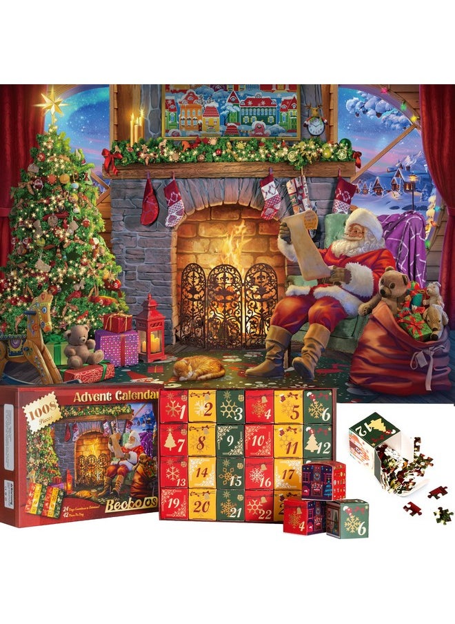 Becko US Becko US Christmas Puzzle Advent Calendar 2024 Puzzles for Adults & Kids, 1008 Pieces Jigsaw Puzzles, 24 Days Countdown to Christmas Thanksgiving Holidays, Xmas Puzzle as Decorations (Santa Claus)  - Image 1