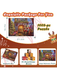Becko US Becko US Christmas Puzzle Advent Calendar 2024 Puzzles for Adults & Kids, 1008 Pieces Jigsaw Puzzles, 24 Days Countdown to Christmas Thanksgiving Holidays, Xmas Puzzle as Decorations (Santa Claus)  - Image 3