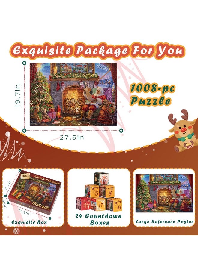 Becko US Becko US Christmas Puzzle Advent Calendar 2024 Puzzles for Adults & Kids, 1008 Pieces Jigsaw Puzzles, 24 Days Countdown to Christmas Thanksgiving Holidays, Xmas Puzzle as Decorations (Santa Claus)  - Image 3