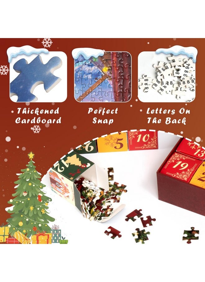 Becko US Becko US Christmas Puzzle Advent Calendar 2024 Puzzles for Adults & Kids, 1008 Pieces Jigsaw Puzzles, 24 Days Countdown to Christmas Thanksgiving Holidays, Xmas Puzzle as Decorations (Santa Claus)  - Image 4