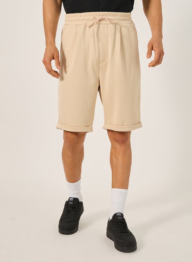 Styli Solid Turn-Up Hem Shorts - Image 1