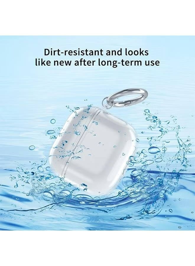 2 PCS Clear Protect Case, Clear Case for AirPods 4 with Easy Hanging Keychain, Full Protection Earphone Protect Cover Compatible with Apple AirPods 4 - Image 3