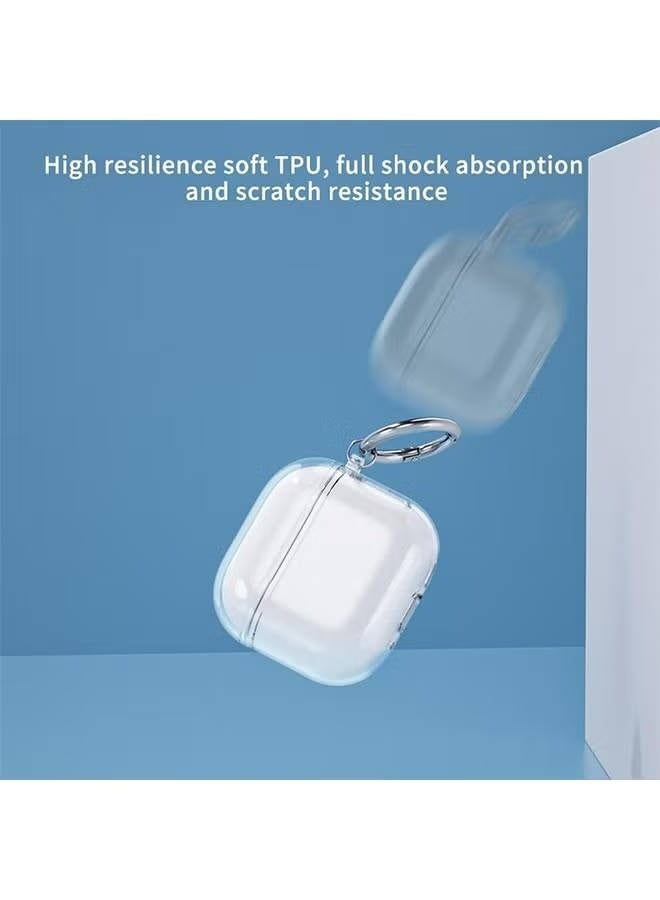 2 PCS Clear Protect Case, Clear Case for AirPods 4 with Easy Hanging Keychain, Full Protection Earphone Protect Cover Compatible with Apple AirPods 4 - Image 4