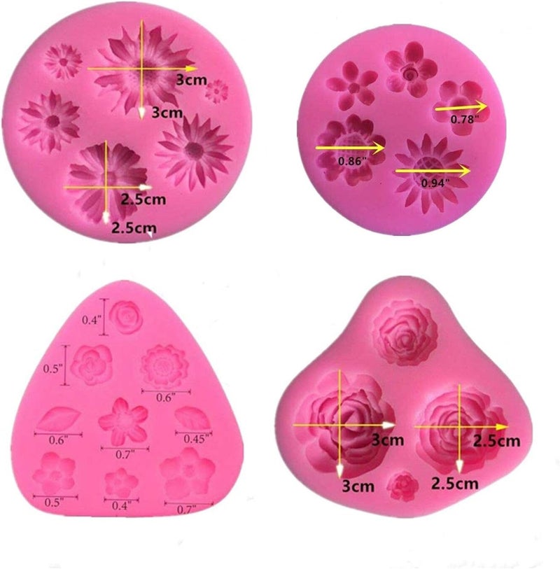 KULENAND Silicone Cake Mold Set -8 Pcs, Rose Butterfly Daisy Rose Leaf and Mini Flowers Fondant Candy for Chocolate Polymer Clay Soap Crafting Projects Cake Decoration - Image 4
