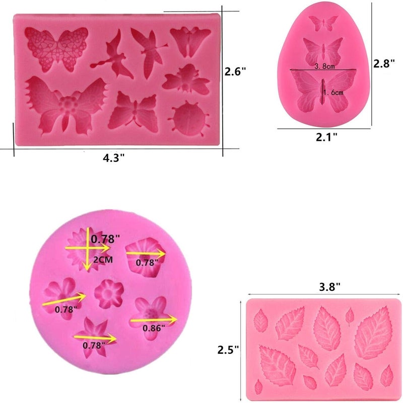 KULENAND Silicone Cake Mold Set -8 Pcs, Rose Butterfly Daisy Rose Leaf and Mini Flowers Fondant Candy for Chocolate Polymer Clay Soap Crafting Projects Cake Decoration - Image 5