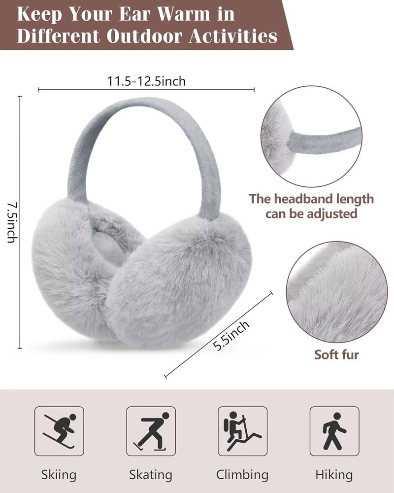 YSense Winter Earmuffs Ear Warmers for Women Fur Adjustable Foldable Ear Muffs Gloves White Earmuffs Gifts - Image 2